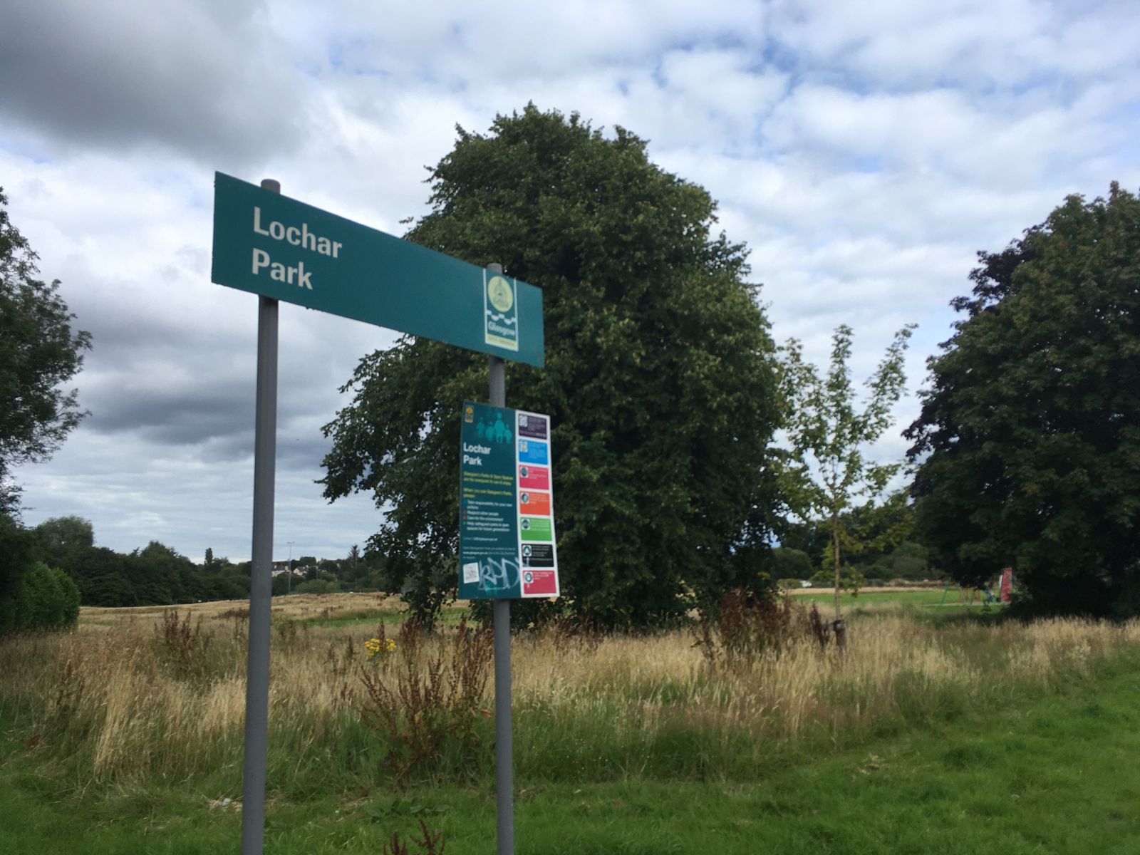 A sign for a park in Pollok, Glasgow.