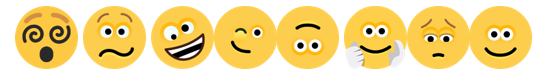 Emojis including a confused face, a winking face, a smiling face and a sad face