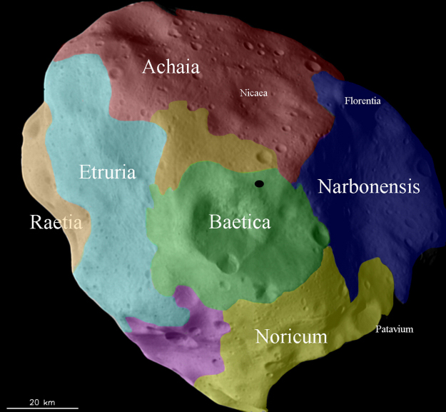Regions of Ateroid (21) Lutetia's surface
