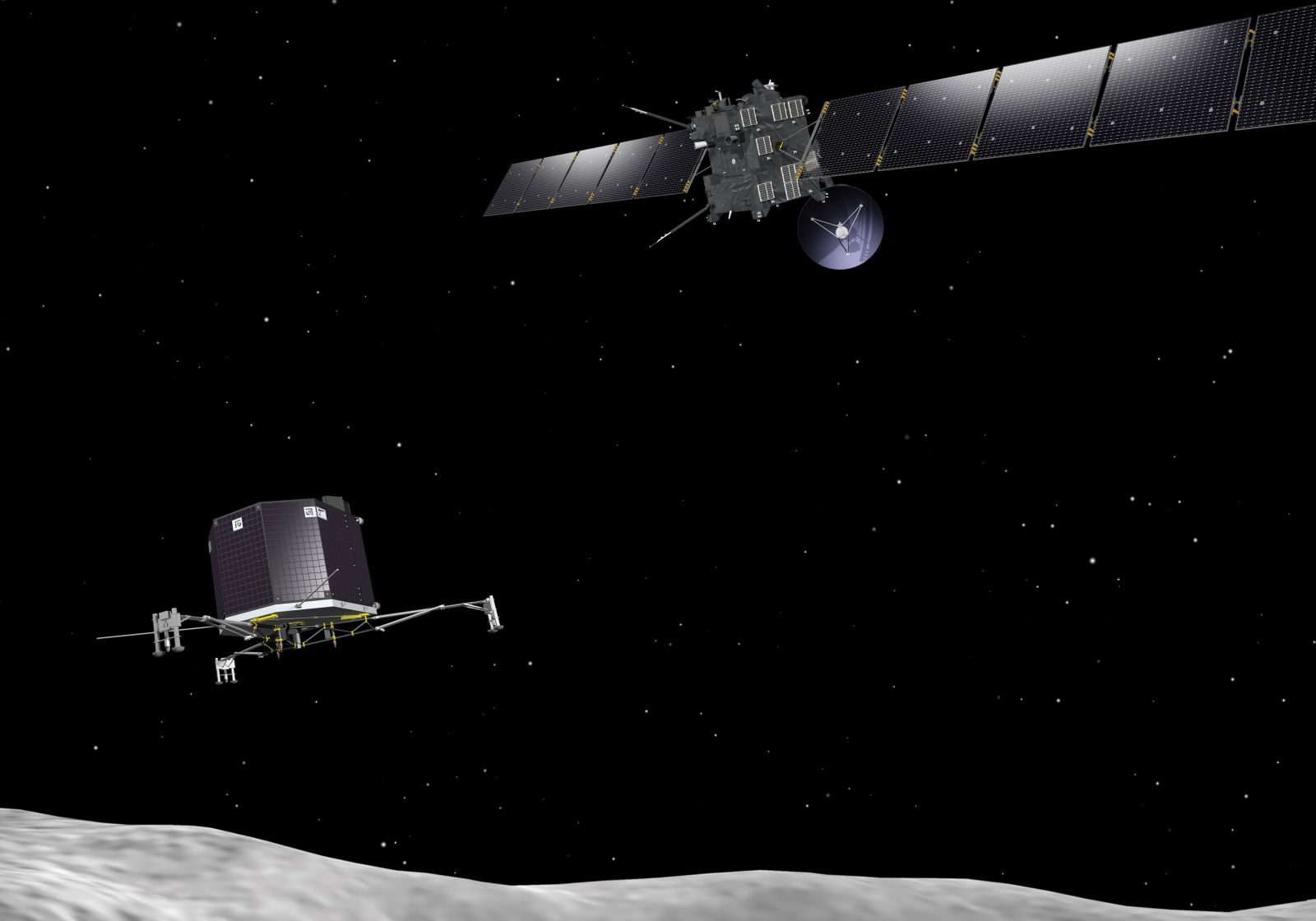 Artist impression of Rosetta and Philae at the comet