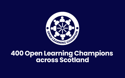 Stat graphic - 400 Open Learning Champions across Scotland