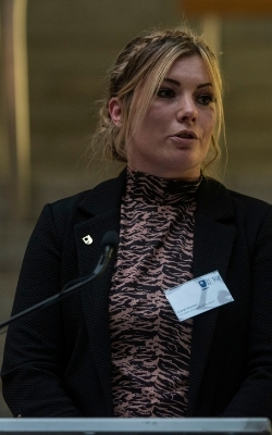 Carol Hunter speaking at Scottish Parliament