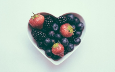 Photo of fruit in heart-shaped bowl
