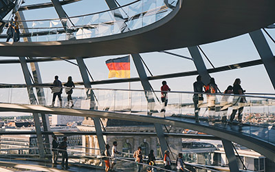 Interior shot of German Parliament building