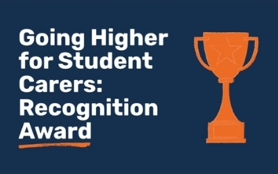 A Going Higher for Student Carers Recognition Award trophy graphic