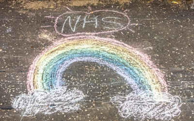 NHS rainbow chalk drawing 