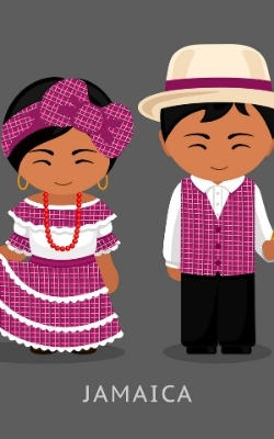 Illustration of a woman and man wearing the National Dress of Jamaica, from iStock