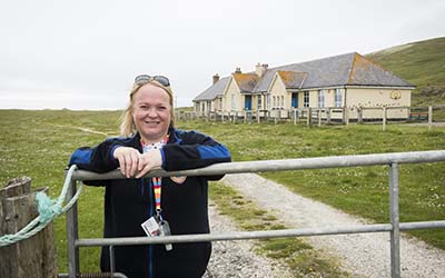 Support for learning assistant Sarah, outside one of the Barra schools she works at
