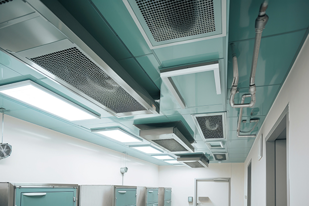 Ventilation system for hospital room providing fresh air and preventing the spread of disease created with generative ai