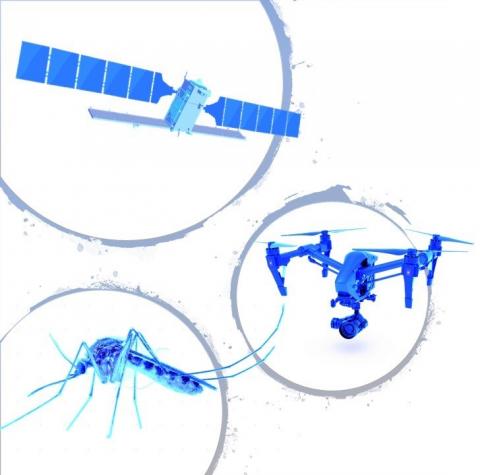 Image of a satellite and mosquito