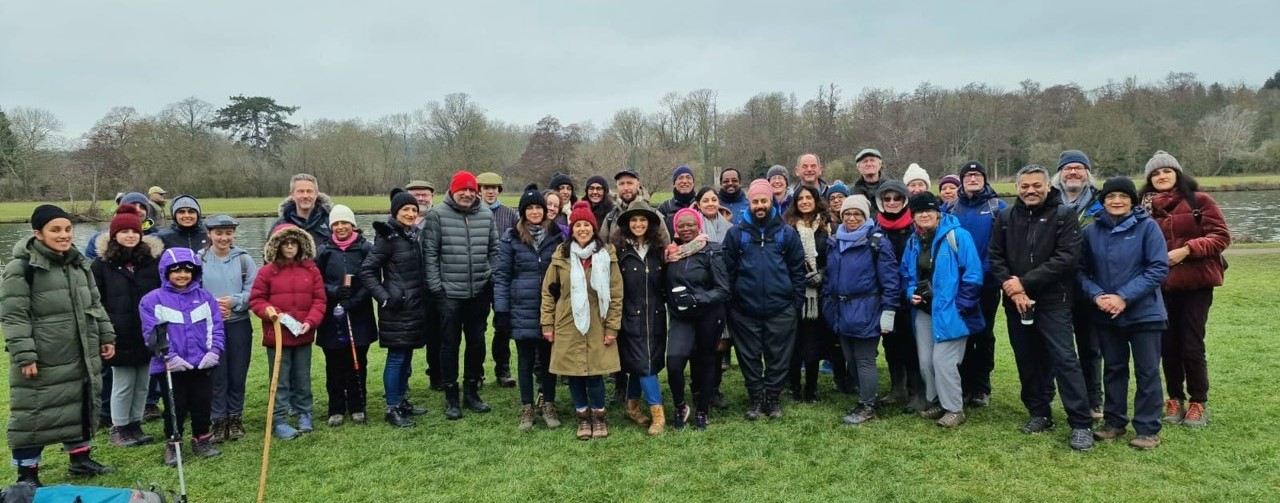 The Dadima’s Walking Group and OU team, hiking near Henley-on-Thames. Credit: Subash Ludhra.