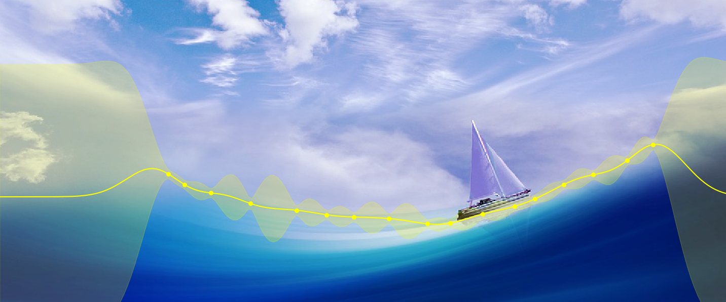 Bayesian Space Time Process - a graph is superimposed on a sailboat on the sea