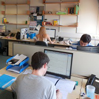 PhD students working in an office