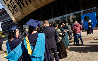 OU students graduating outside Wales Millennium Centre